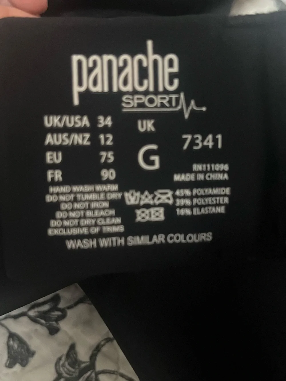 Panache Black Sports Bra with Racerback Hook Option. 34G - Picture 5 of 5